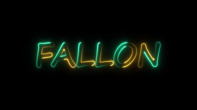 flickering neon fallon text animation. neon sign that flickers and glows with FALLON