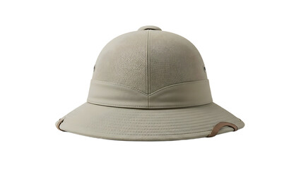 Fototapeta premium Beige Wide Brim Hat with Fabric Band and Ventilation Eyelets on White Background