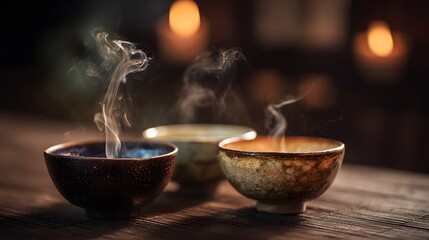Steaming Hot Tea Ceremony in Traditional Japanese Setting.