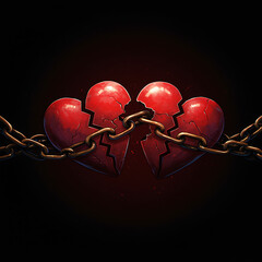 Broken heart chained together