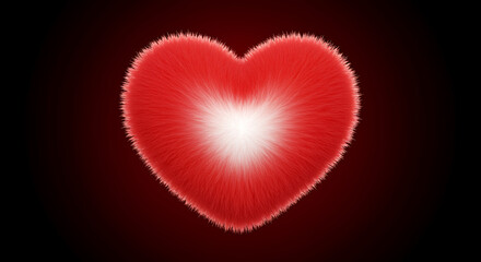 Beautiful red heart with white center on dark background