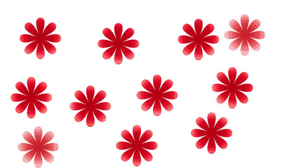 Seamless floral vector set featuring a nature-inspired pattern of red and pink blossom flowers for a decorative summer wallpaper design or spring plant illustration art element