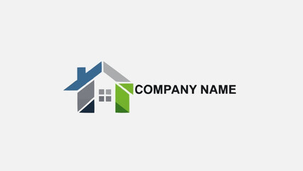 Abstract Geometric House Logo Design for Company Branding.