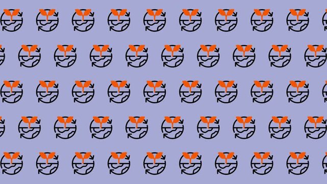 Seamless pattern of cartoon owl faces on a light purple background.