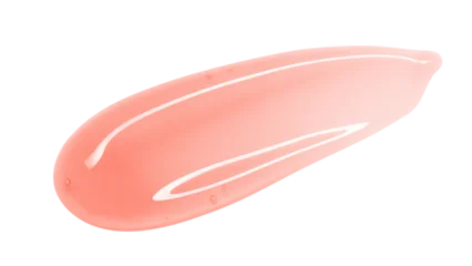 Lip gloss, balm, lip oil texture. Pink gel makeup swatch smear. Shiny liquid lipstick stroke isolated on transprent background © Kat Ka