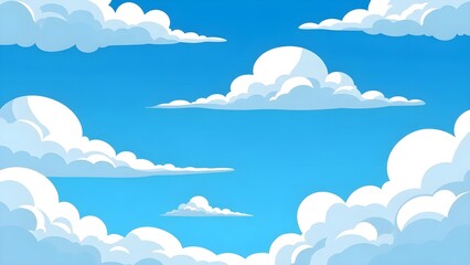 Blue Sky with Fluffy White Clouds.