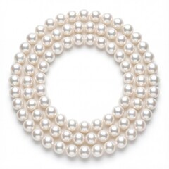 Obraz premium Elegant white pearl necklace arranged in circle isolated on white.