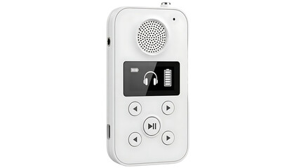 Fototapeta premium Portable Digital Voice Recorder with Small Screen and Control Buttons in White