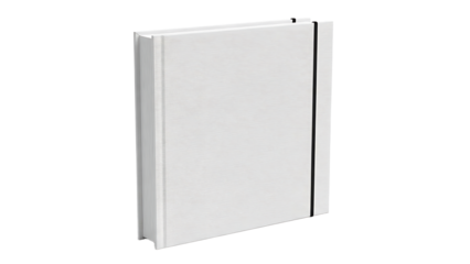 White Hardcover Notebook with Elastic Band and Pen Loop on White Background