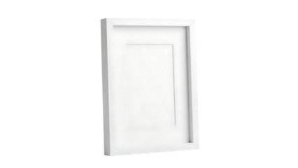 White Empty Picture Frame Standing on White Surface in Minimalist Style