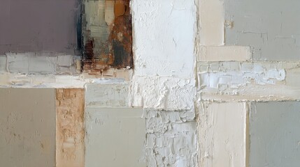 a modern abstract oil painting composed of two vertical panels--one dominated by deep, earthy tones like umber, burnt sienna, and black; the other featuring soft neutrals such as ivory
