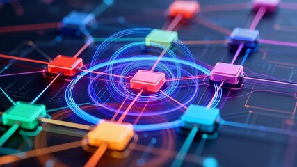 Colorful network nodes and connections - Powered by Adobe