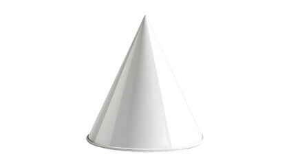 Fototapeta premium A single party hat in bright white with a smooth finish, isolated on a white background.