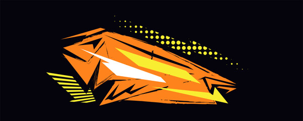 Abstract and Modern Sports Background with Dynamic Orange and Yellow Geometric Shapes in Speed Concept. Can be used for Stickers