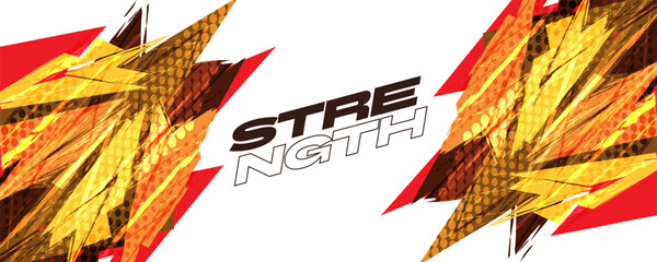 Dynamic Sports Background with Sharp Orange Brush Strokes in Speed Concept, and Overlay Halftone Effect. Energetic Sport Banner or Poster Background Design