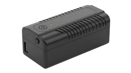 Black Portable Battery Pack with Power Button and LED Indicator for Charging Devices