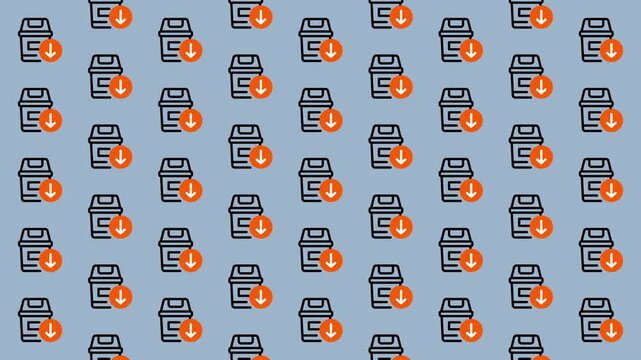 Seamless Pattern of Trash Can Icons with Fire Symbol.