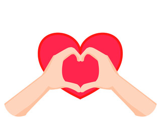 手で作るハートのイラスト / Heart Shape Made with Hands Illustration