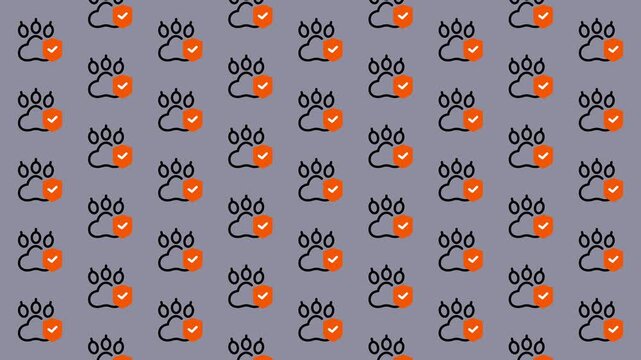 Cute Paw Print Pattern with Orange Heart.