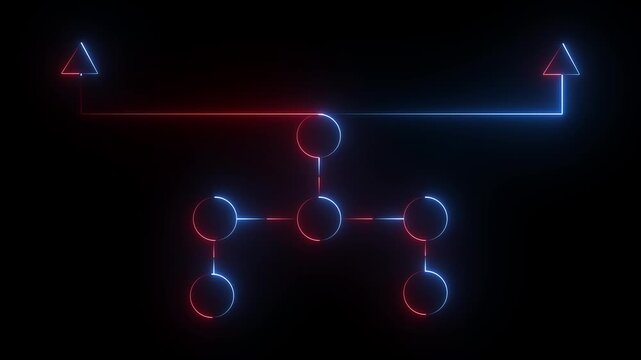 Business Organization neon Line Icon Animation black background 4k video animation.