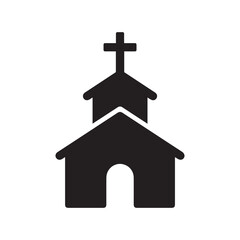 Christian church / chapel with cross flat icon for apps and websites
