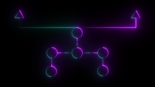 Business Organization neon Line Icon Animation black background 4k video animation.