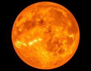 Illuminated celestial body, a fiery orb against a black expanse