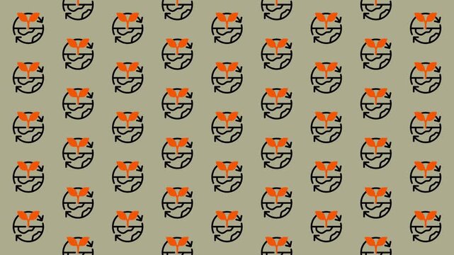 Seamless Pattern of Cute Cartoon Tigers in Circles.
