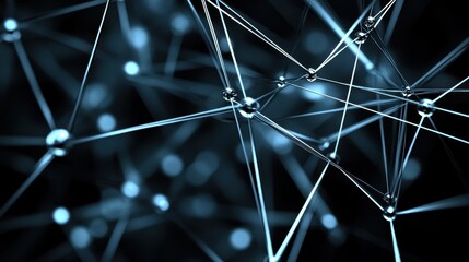 Abstract network of glowing lines and nodes in a dark blue futuristic design