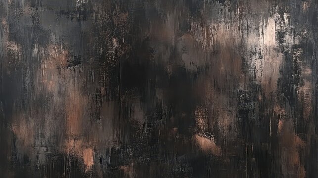 Abstract painting with dark textured brushstrokes and subtle light contrasts