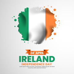 Ireland independence day with Grunge brush painted flag style for square banner background