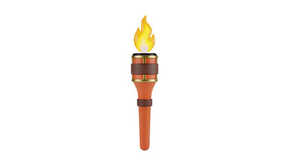 3D Render of a Glowing Torch with Flame on transparent background