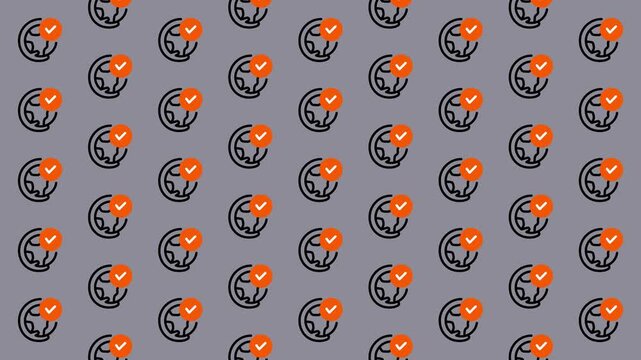 Seamless Pattern of a Stylized Orange Fox Head Icon.