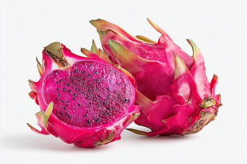 Fresh dragon fruit sliced open on a light backdrop for vibrant display