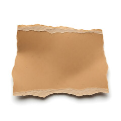 Rough-edged brown paper scrap with shadow, ideal for creative messages and rustic designs