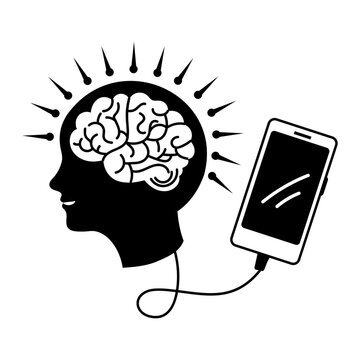 A hand drawn style illustration showing a nomophobia

