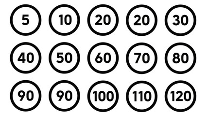 Numbered Circles Grid Isolated on White Background Vector Illustration