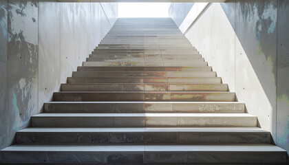 階段 上昇 希望 未来 挑戦 成長 光 出口 建築 ミニマリズム 無機質 コンクリート 静寂 決意 成功 変化 展望 導き 精神 昇天 期待