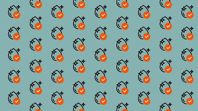 Seamless Pattern of Alarm Clock Icons with Checkmarks.