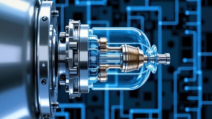 Blues mechanical component perspective scene