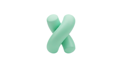 3D Intertwined green soft shapes on transparent background