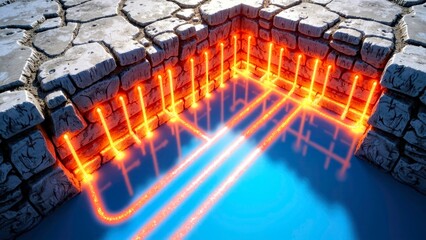 Underground thermal blue device facility scene