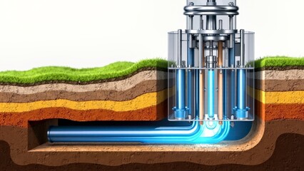 Scene of underground curved well installation facilities