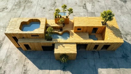 Courtyard style brown toned ecological residential display