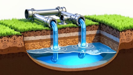 Diagram of underground foundation pit drainage pipeline installation