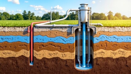 Underground columnar heat flow pipeline installation diagram