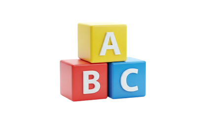 3D ABC alphabet blocks on transparent background