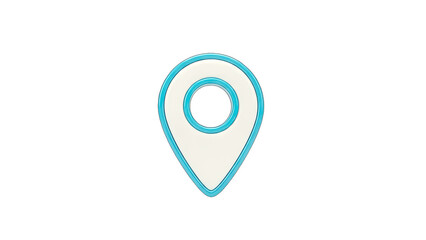 3D Location Pin Icon with Blue Outline on transparent background