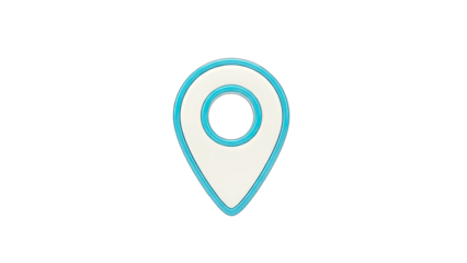 3D Location Pin Icon with Blue Outline on transparent background
