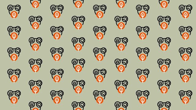 Abstract Pattern of Stylized Faces with Glasses and Moustaches.